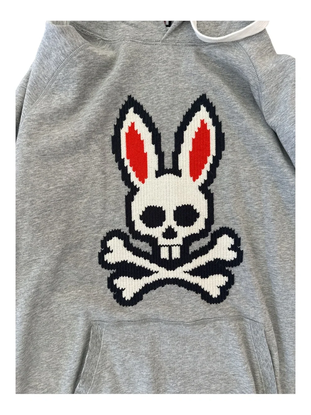 Psycho Bunny Grey Hoodie with Red & Black Bunny Embroidered Logo - Picture 2 of 7